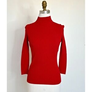 Paula Hian Red Lina Ribbed Mock Neck Top in Size XS Excellent Condition!